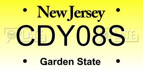 CDY08S New Jersey License Plate