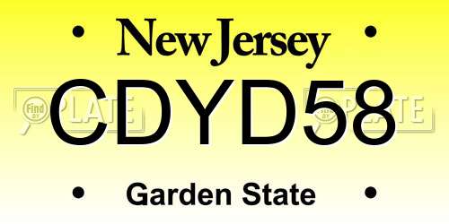 CDYD58 New Jersey License Plate