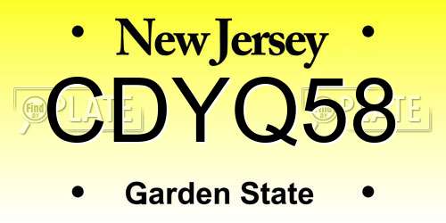 CDYQ58 New Jersey License Plate