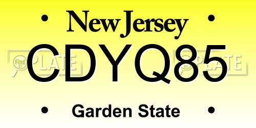 CDYQ85 New Jersey License Plate