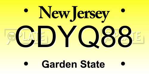 CDYQ88 New Jersey License Plate