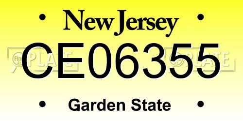 CE06355 New Jersey License Plate
