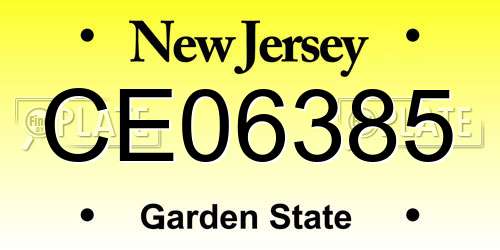 CE06385 New Jersey License Plate