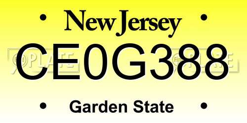 CE0G388 New Jersey License Plate