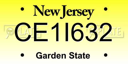 CE1I632 New Jersey License Plate