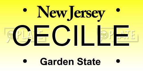CECILLE New Jersey License Plate