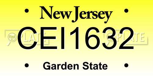 CEI1632 New Jersey License Plate