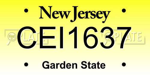 CEI1637 New Jersey License Plate