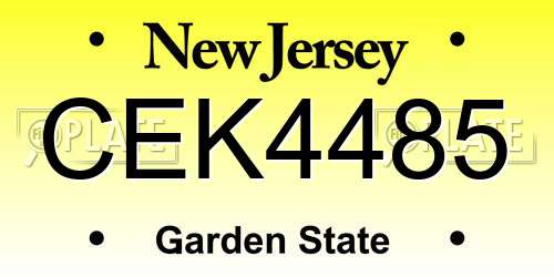 CEK4485 New Jersey License Plate
