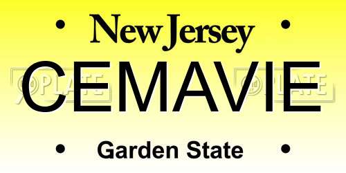 CEMAVIE New Jersey License Plate