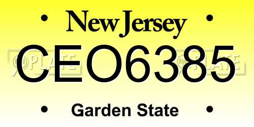 CEO6385 New Jersey License Plate