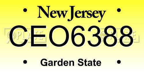 CEO6388 New Jersey License Plate