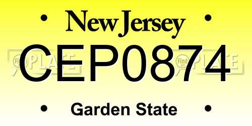 CEP0874 New Jersey License Plate