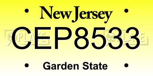 CEP8533 New Jersey License Plate