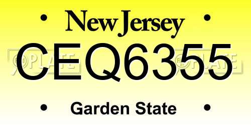 CEQ6355 New Jersey License Plate