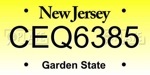 CEQ6385 New Jersey License Plate