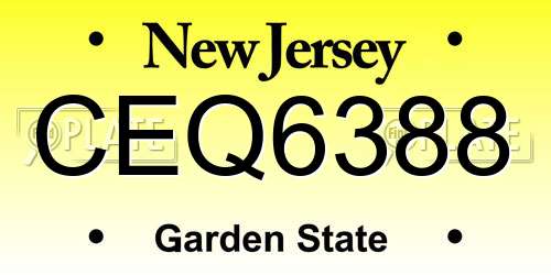 CEQ6388 New Jersey License Plate