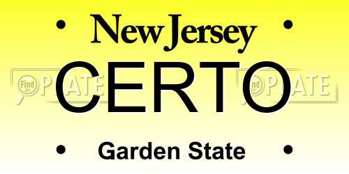 CERTO New Jersey License Plate