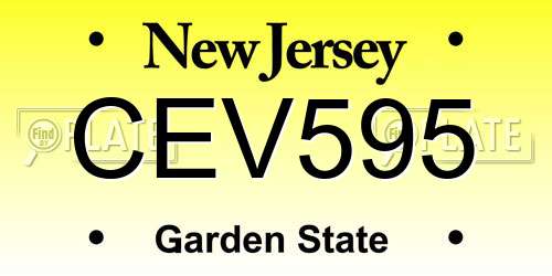 CEV595 New Jersey License Plate
