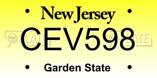 CEV598 New Jersey License Plate