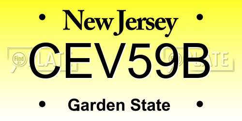 CEV59B New Jersey License Plate