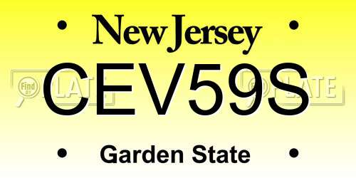 CEV59S New Jersey License Plate