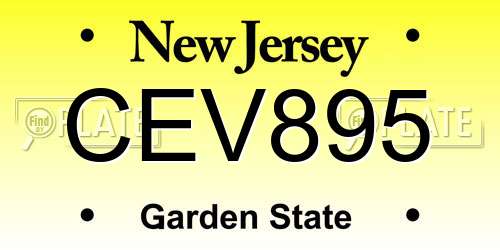 CEV895 New Jersey License Plate