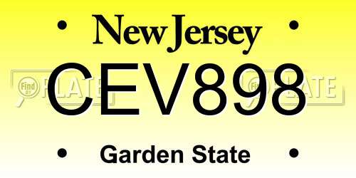 CEV898 New Jersey License Plate