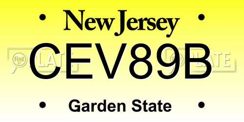 CEV89B New Jersey License Plate