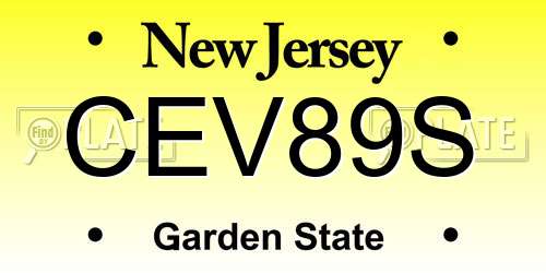 CEV89S New Jersey License Plate