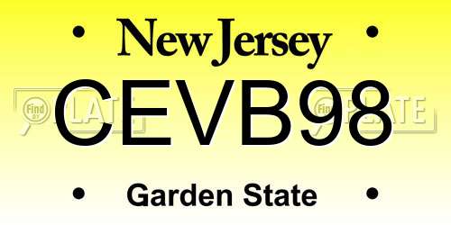 CEVB98 New Jersey License Plate