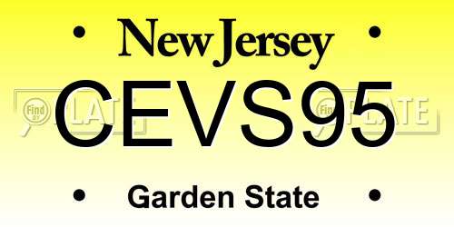 CEVS95 New Jersey License Plate