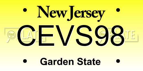 CEVS98 New Jersey License Plate