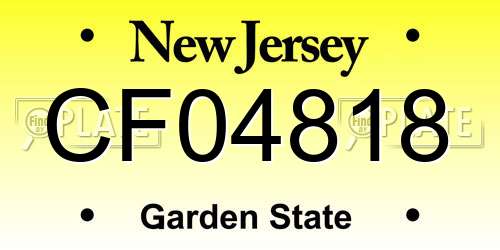 CF04818 New Jersey License Plate