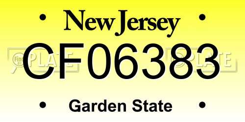 CF06383 New Jersey License Plate