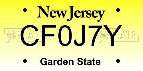 CF0J7Y New Jersey License Plate