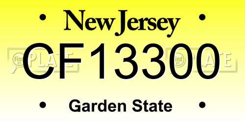 CF13300 New Jersey License Plate