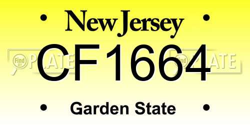CF1664 New Jersey License Plate