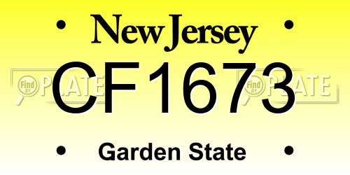 CF1673 New Jersey License Plate
