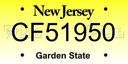 CF51950 New Jersey License Plate