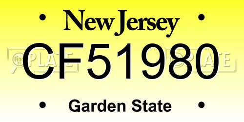 CF51980 New Jersey License Plate