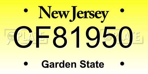 CF81950 New Jersey License Plate