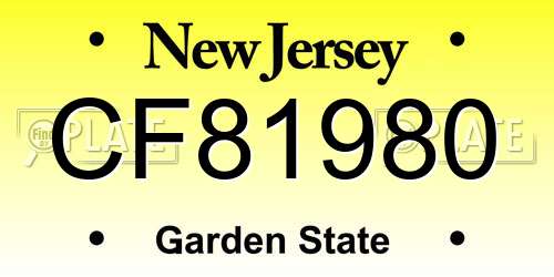 CF81980 New Jersey License Plate