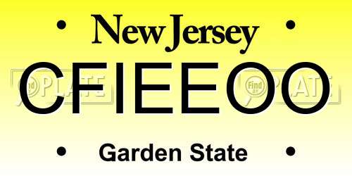 CFIEEOO New Jersey License Plate