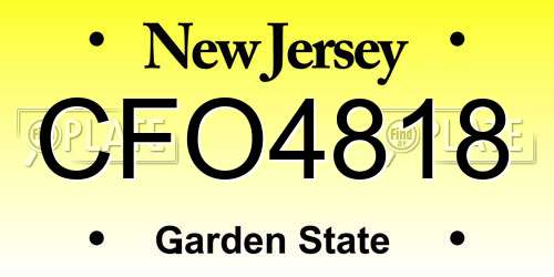 CFO4818 New Jersey License Plate