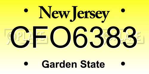 CFO6383 New Jersey License Plate
