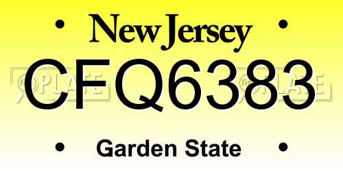 CFQ6383 New Jersey License Plate