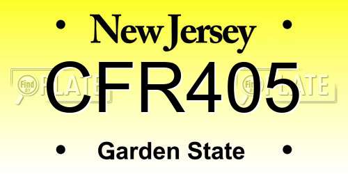 CFR405 New Jersey License Plate