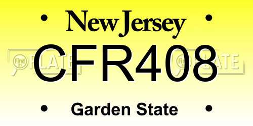 CFR408 New Jersey License Plate