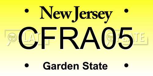 CFRA05 New Jersey License Plate